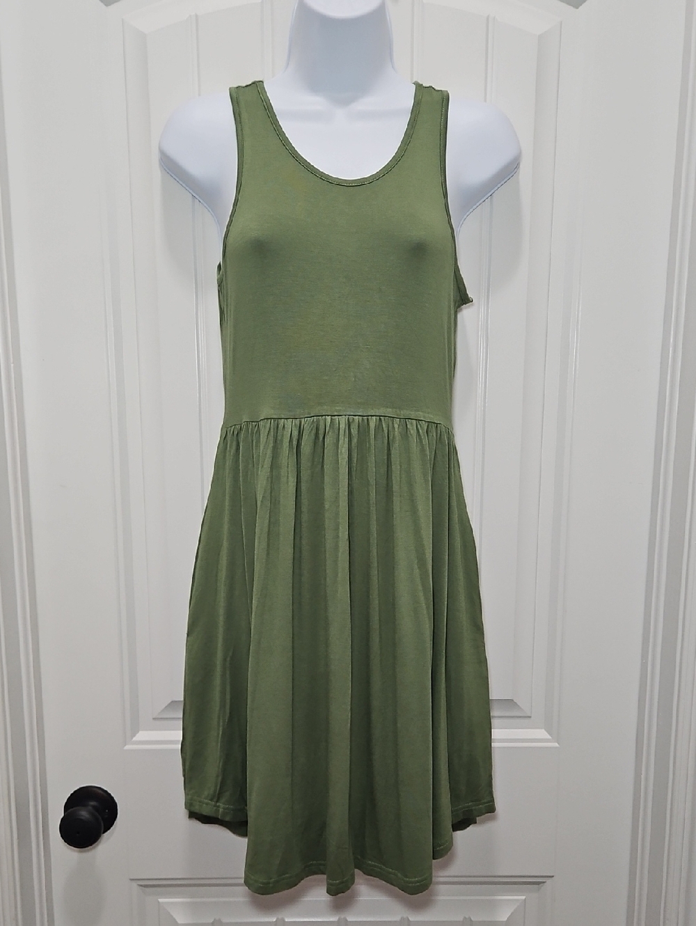 Longyuan Jersey Knit Tank Dress New XS Green